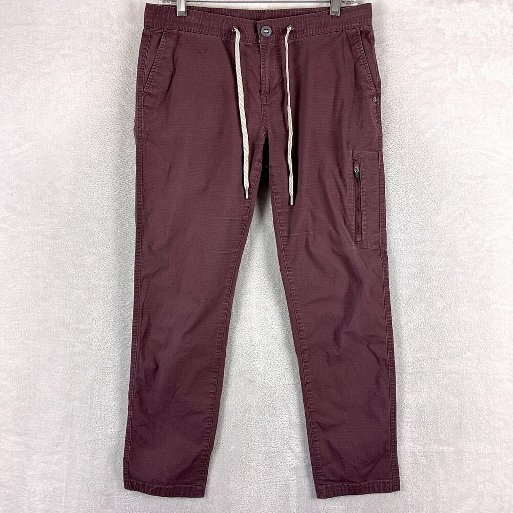 Vuori Pants Womens M Burgundy Ripstop Drawstring Preppy Outdoors Hiking